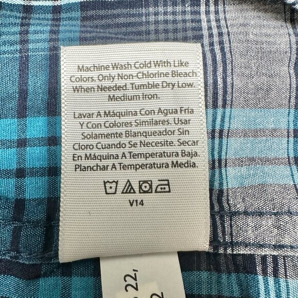 George Classic Fit Plaid Shirt Mens 2XL 50-52 Blue Gray LS Button-Down Collar - Picture 9 of 11